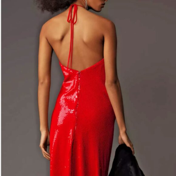 NWT Le Superbe from Anthropologie Kaia Botanica Sequin Midi Dress, Red, Size 8 - Picture 7 of 15